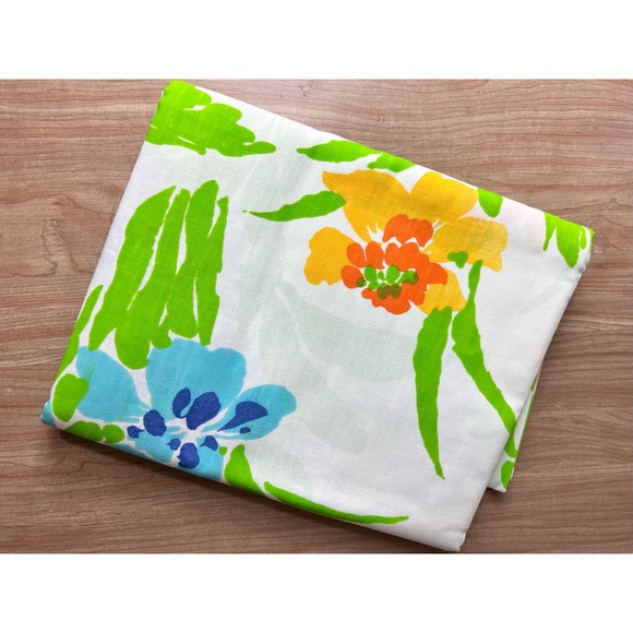 s-l400.jpg Martex Vintage 70s Bright Colorful Floral Bouquet Twin Flat Sheet New in Package